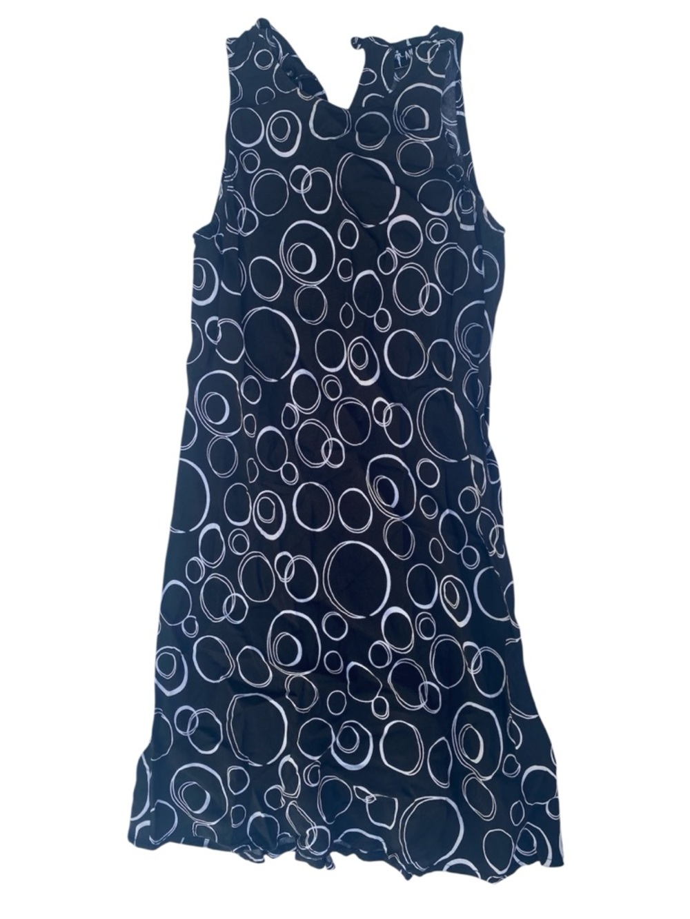 Black/white  Circle-Print Sleeveless Dress